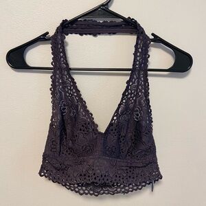 Aerie Lace Halter Neck Bralette in Purple - Size M